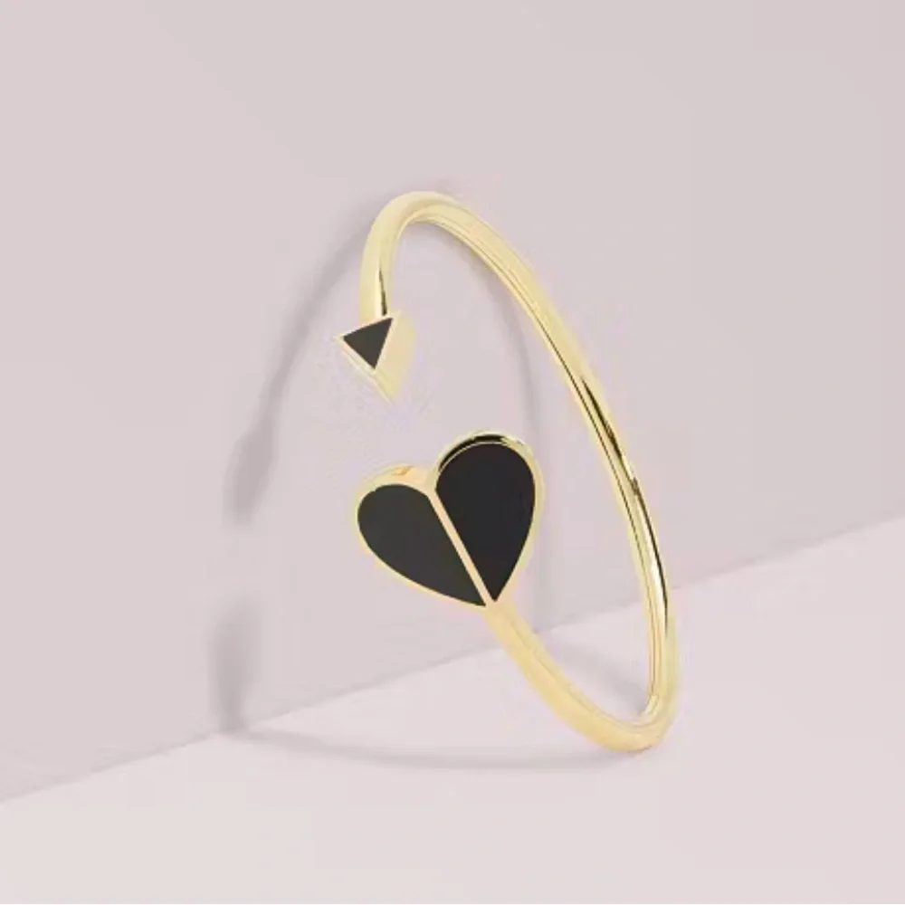 $68 Kate Spade Heritage Heart Metal Spade Flex Bracelet Black